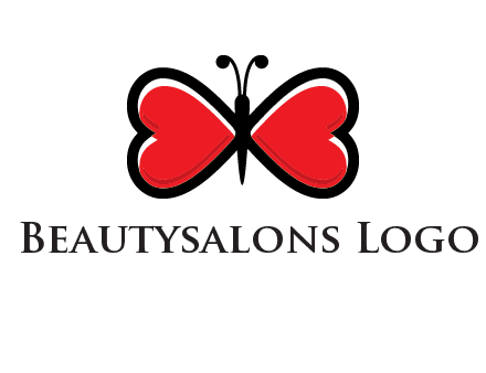 butterfly made of heart wings logo