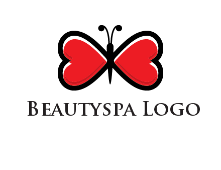 butterfly made of heart wings logo