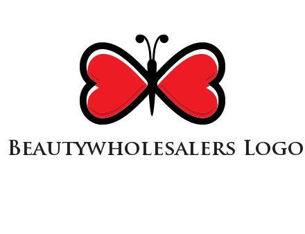 butterfly made of heart wings logo