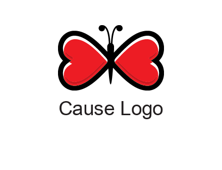 butterfly made of heart wings logo
