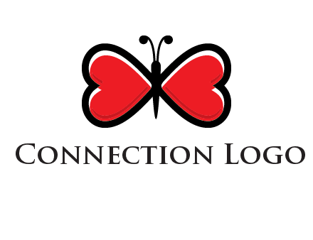 butterfly made of heart wings logo