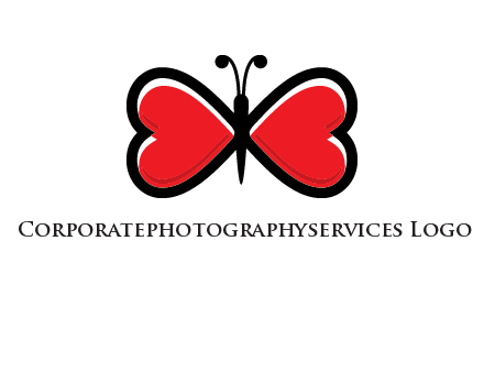 butterfly made of heart wings logo