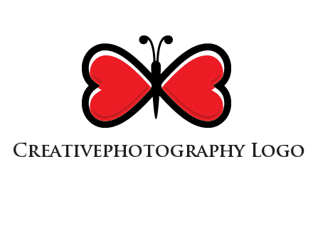 butterfly made of heart wings logo