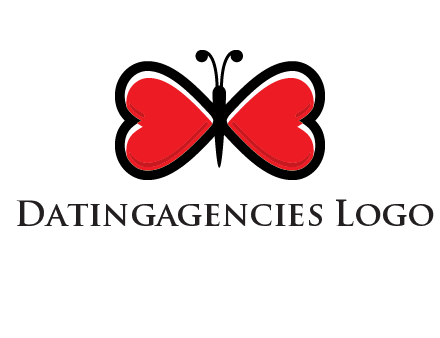 butterfly made of heart wings logo