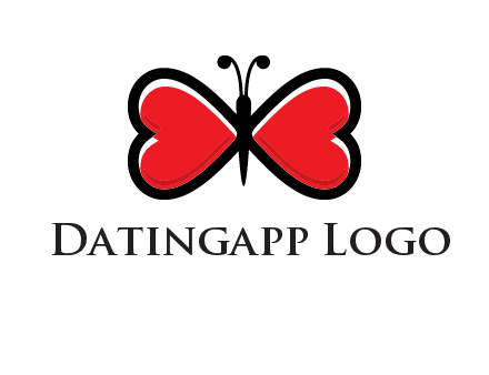 butterfly made of heart wings logo