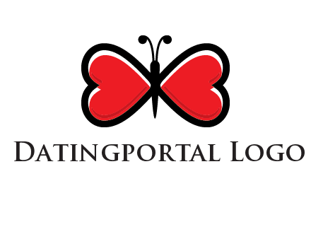 butterfly made of heart wings logo