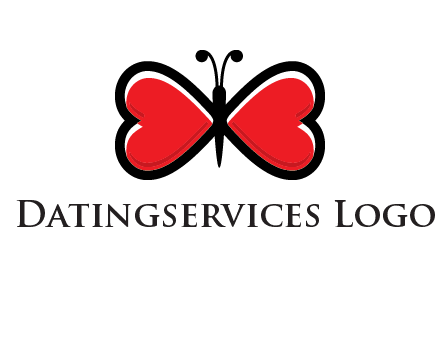 butterfly made of heart wings logo