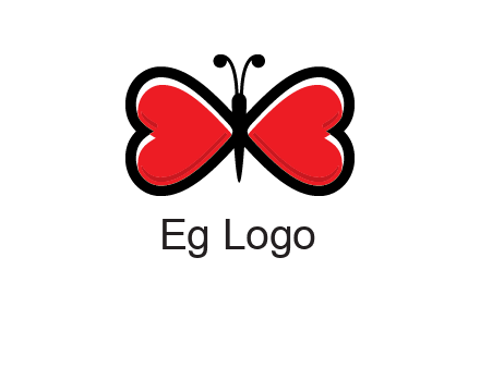 butterfly made of heart wings logo