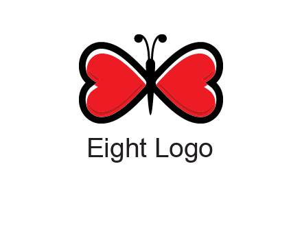 butterfly made of heart wings logo