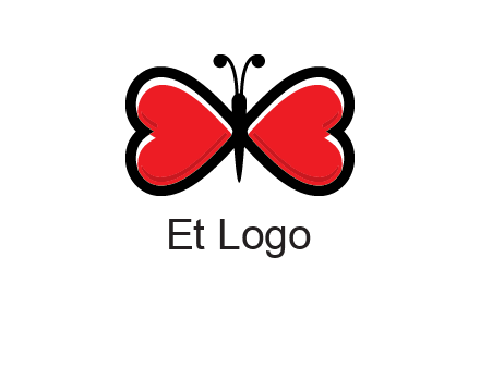butterfly made of heart wings logo