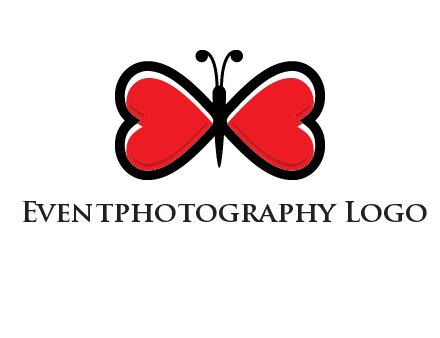 butterfly made of heart wings logo