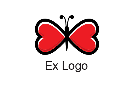butterfly made of heart wings logo