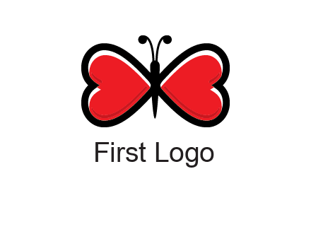 butterfly made of heart wings logo