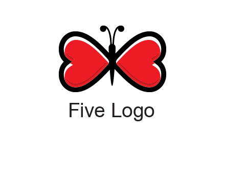 butterfly made of heart wings logo