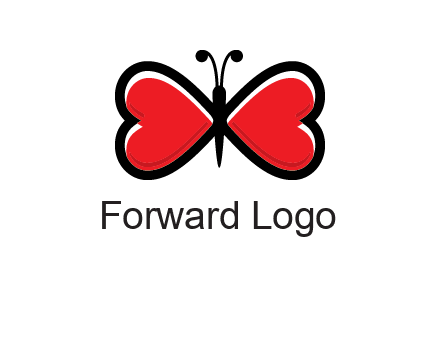 butterfly made of heart wings logo