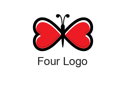 butterfly made of heart wings logo