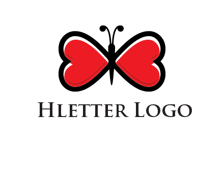 butterfly made of heart wings logo