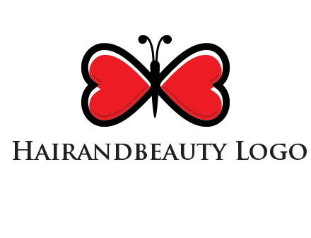 butterfly made of heart wings logo