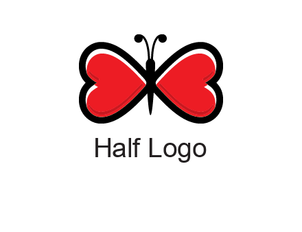 butterfly made of heart wings logo
