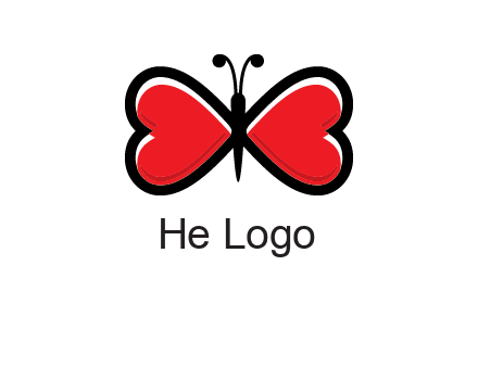 butterfly made of heart wings logo