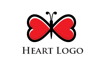 butterfly made of heart wings logo