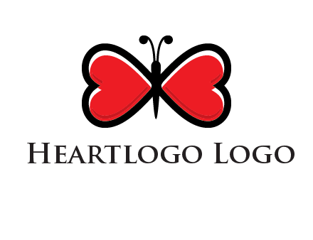 butterfly made of heart wings logo