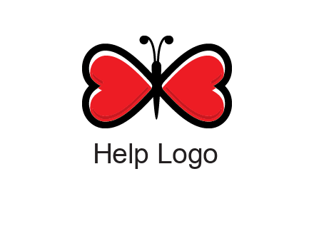 butterfly made of heart wings logo