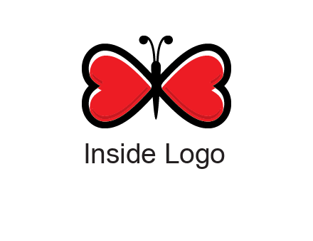 butterfly made of heart wings logo