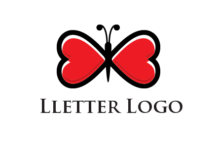 butterfly made of heart wings logo