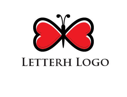 butterfly made of heart wings logo