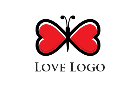 butterfly made of heart wings logo