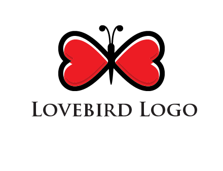 butterfly made of heart wings logo