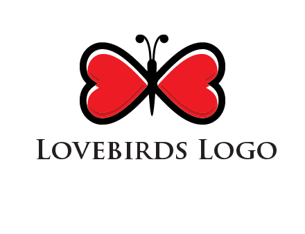 butterfly made of heart wings logo