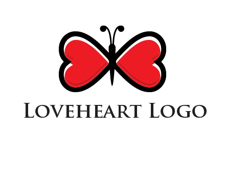 butterfly made of heart wings logo