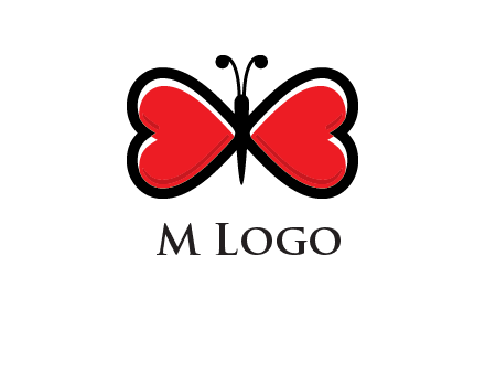 butterfly made of heart wings logo