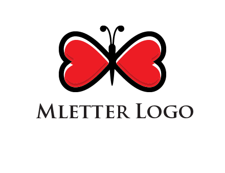 butterfly made of heart wings logo