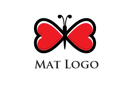 butterfly made of heart wings logo