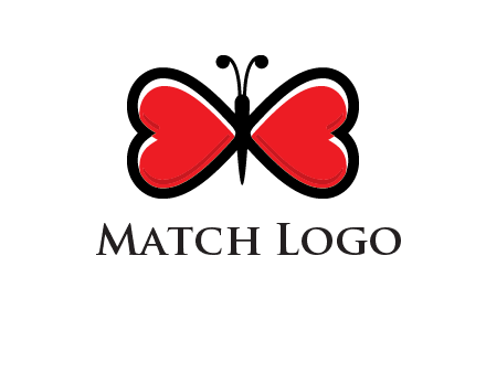butterfly made of heart wings logo