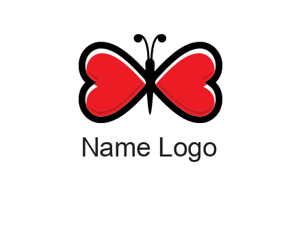 butterfly made of heart wings logo