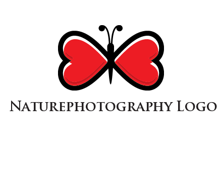 butterfly made of heart wings logo