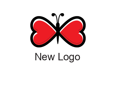 butterfly made of heart wings logo