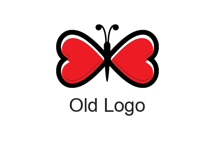 butterfly made of heart wings logo