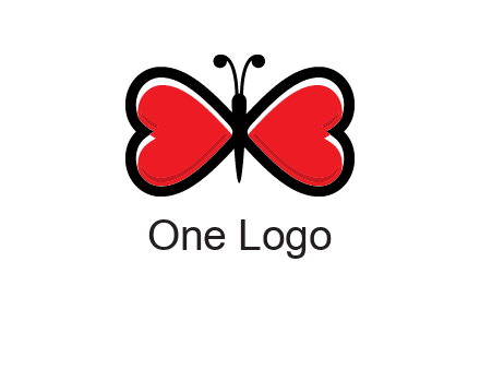 butterfly made of heart wings logo