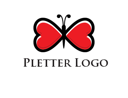 butterfly made of heart wings logo