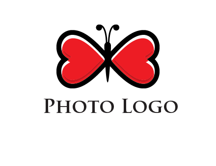 butterfly made of heart wings logo