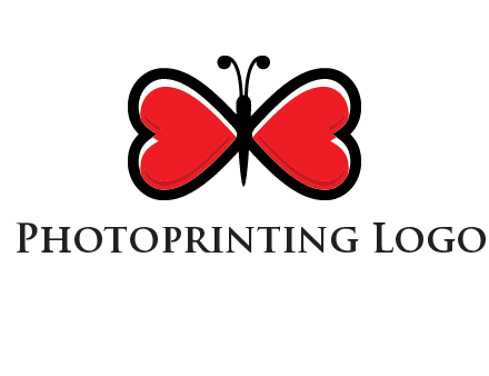 butterfly made of heart wings logo