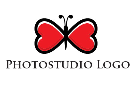 butterfly made of heart wings logo