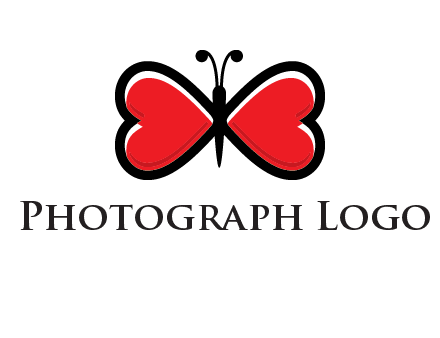 butterfly made of heart wings logo