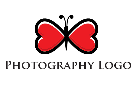 butterfly made of heart wings logo