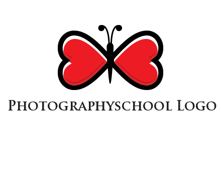 butterfly made of heart wings logo